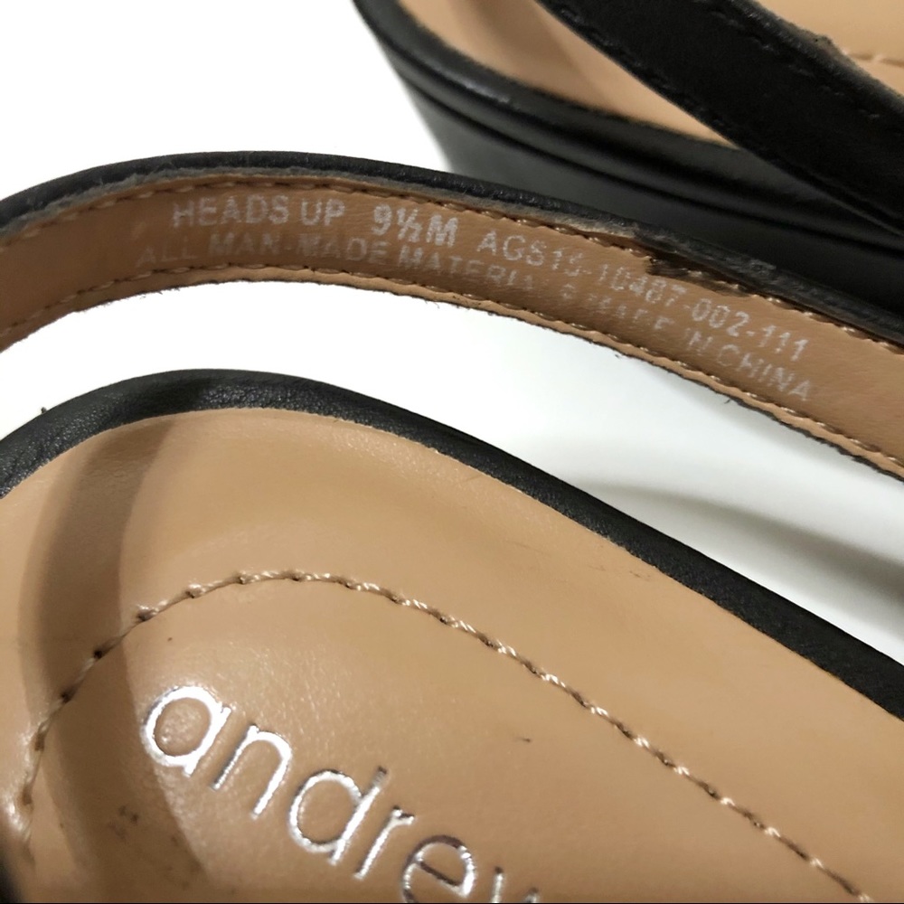 Andrew Geller Heads Up Sandals Black Small Wedge Strappy Size 9.5 - Picture 4 of 8
